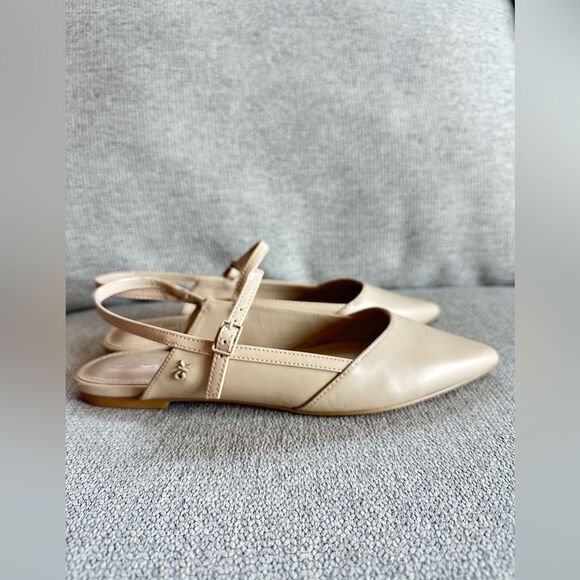 Calvin Klein Women's Bryce Ankle Strap Sling-Back Flats Cream Pointed Toe Size 7 - Picture 1 of 6
